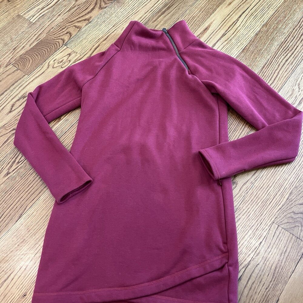 Athleta Cozy Karma Asymmetrical Zip Fleece Tunic‎ Sweatshirt Dress Womens XXS